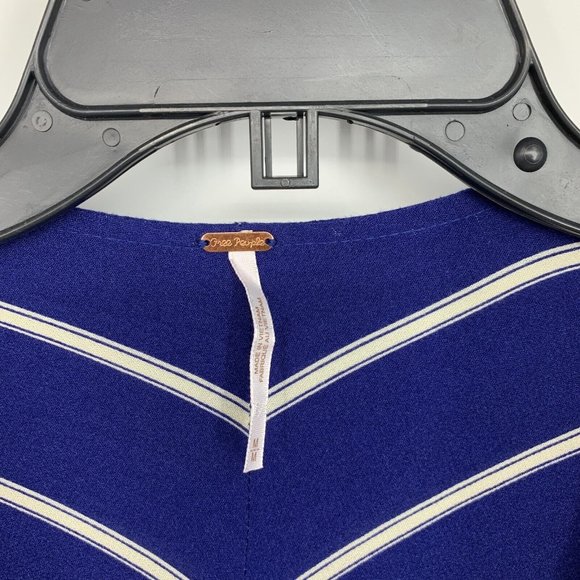 Free People Top Samifran Blue Stripe V Neck Button Long Sleeve - Picture 5 of 12